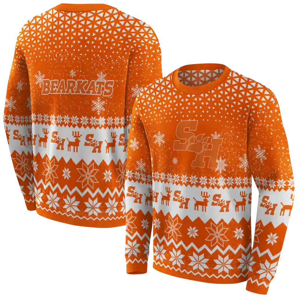 sam houston bearkats reindeer motif orange hoodie premium grade sam houston bearkats reindeer motif orange hoodie premium grade