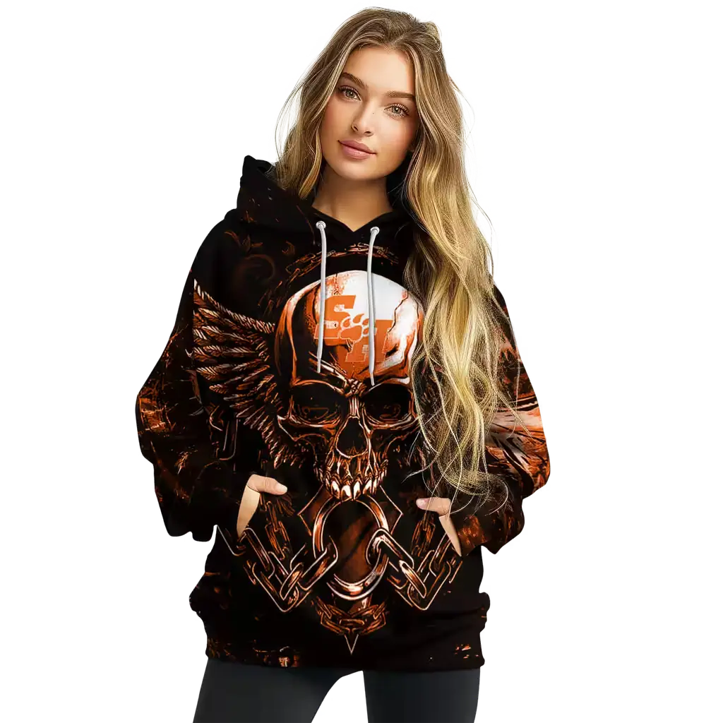 sam houston bearkats skull artwork orange black hoodie high quality sam houston bearkats skull artwork orange black hoodie high quality