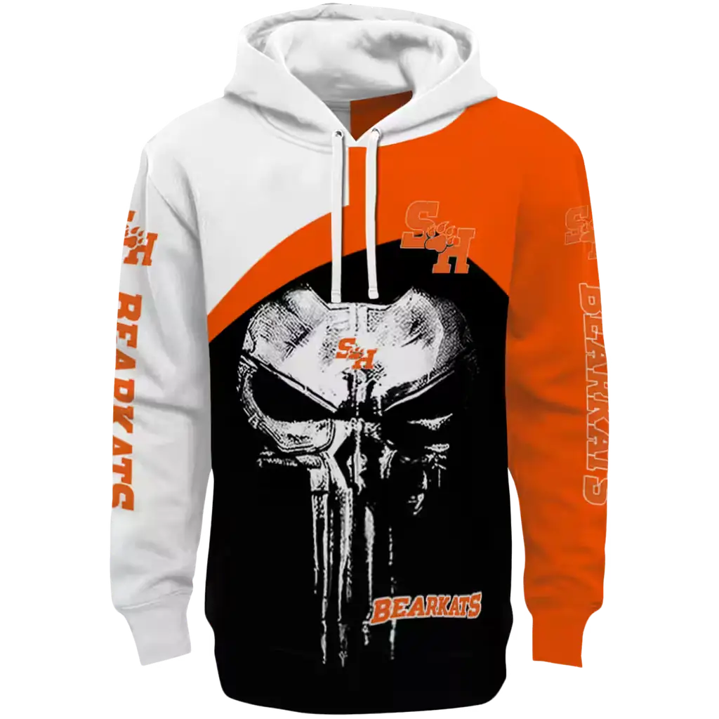 sam houston bearkats skull punisher white black hoodie best selling sam houston bearkats skull punisher white black hoodie best selling