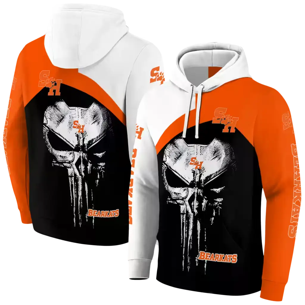 sam houston bearkats skull punisher white black hoodie fashion forward sam houston bearkats skull punisher white black hoodie fashion forward