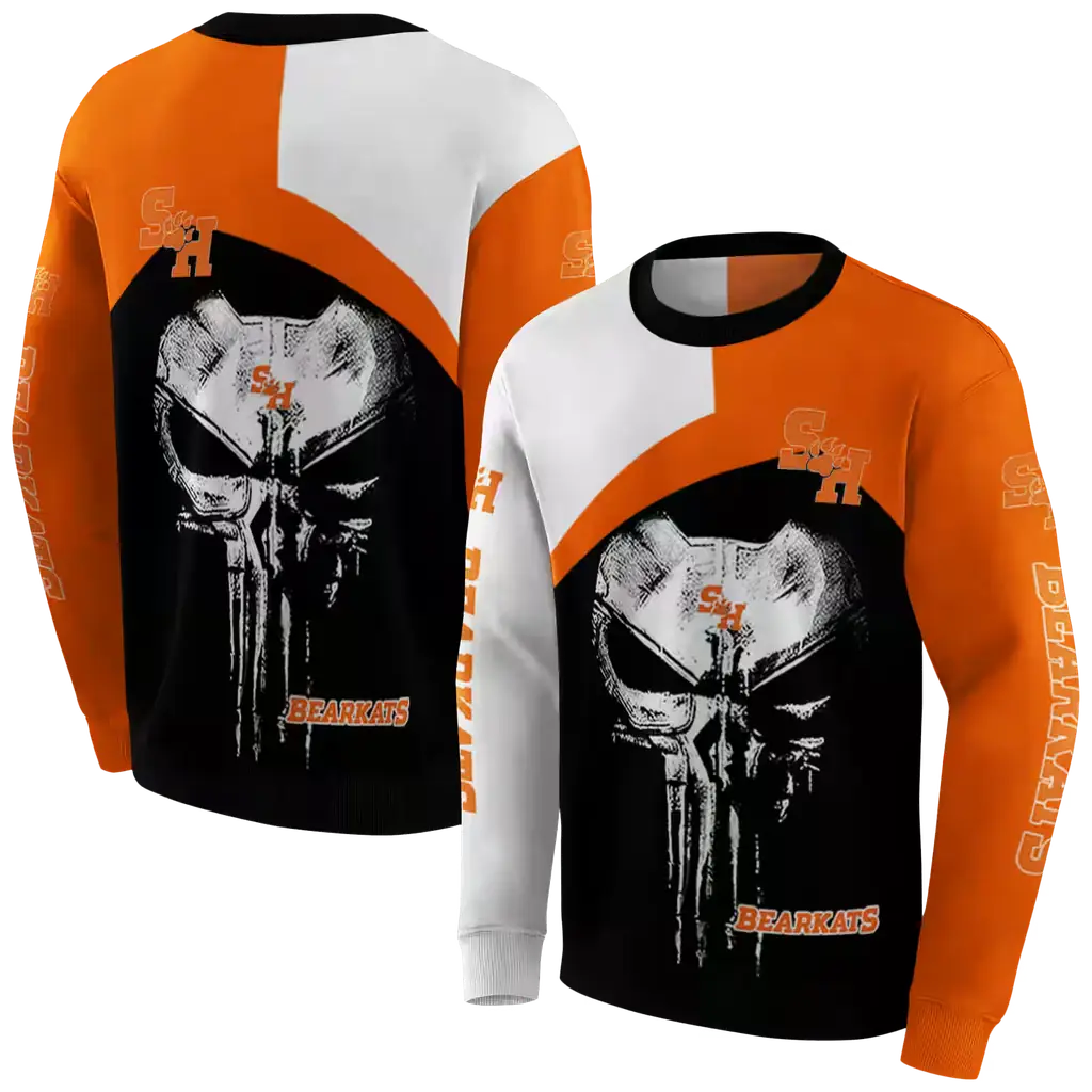 sam houston bearkats skull punisher white black hoodie premium grade sam houston bearkats skull punisher white black hoodie premium grade