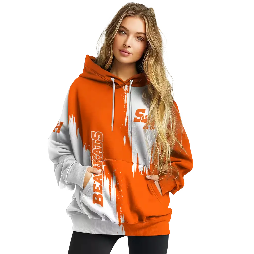 sam houston bearkats splatter effect orange hoodie high quality sam houston bearkats splatter effect orange hoodie high quality