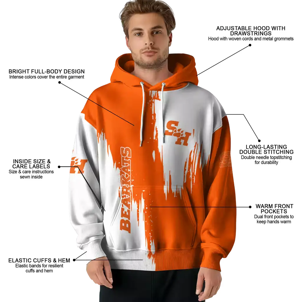 sam houston bearkats splatter effect orange hoodie latest model sam houston bearkats splatter effect orange hoodie latest model