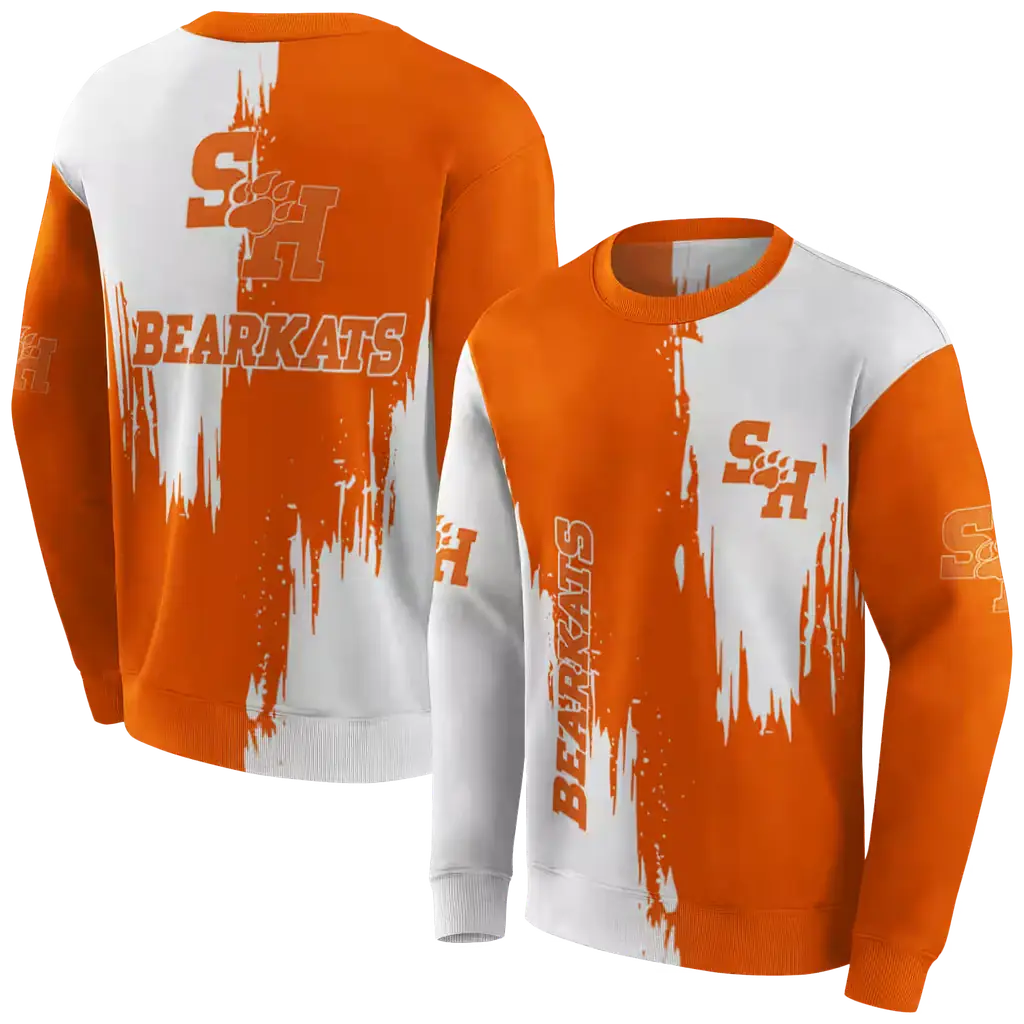 sam houston bearkats splatter effect orange hoodie premium grade sam houston bearkats splatter effect orange hoodie premium grade