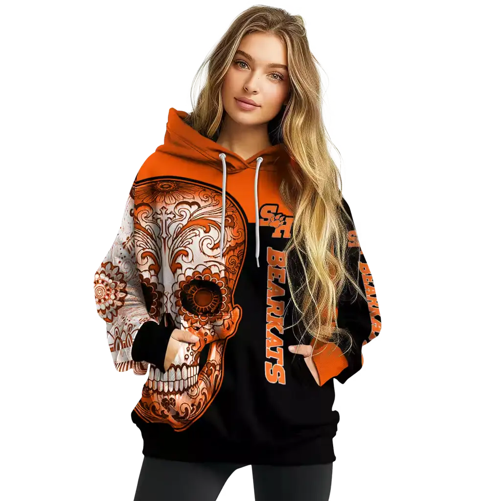 sam houston bearkats sugar skull orange black hoodie high quality sam houston bearkats sugar skull orange black hoodie high quality