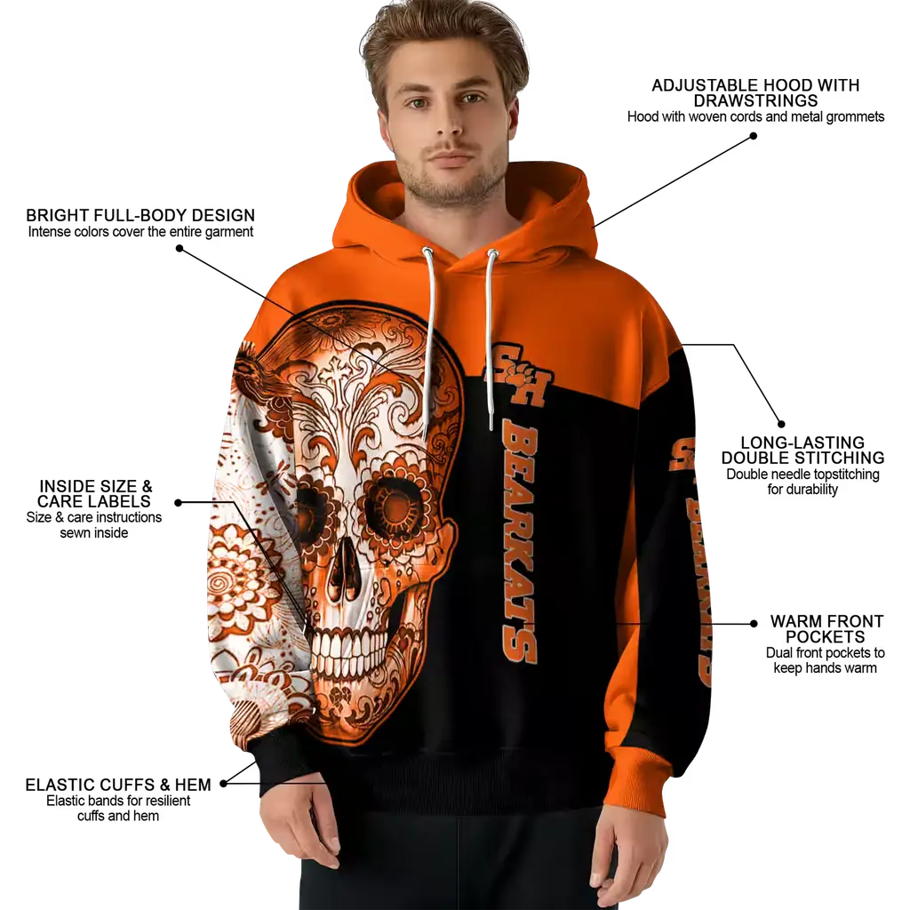 sam houston bearkats sugar skull orange black hoodie latest model sam houston bearkats sugar skull orange black hoodie latest model