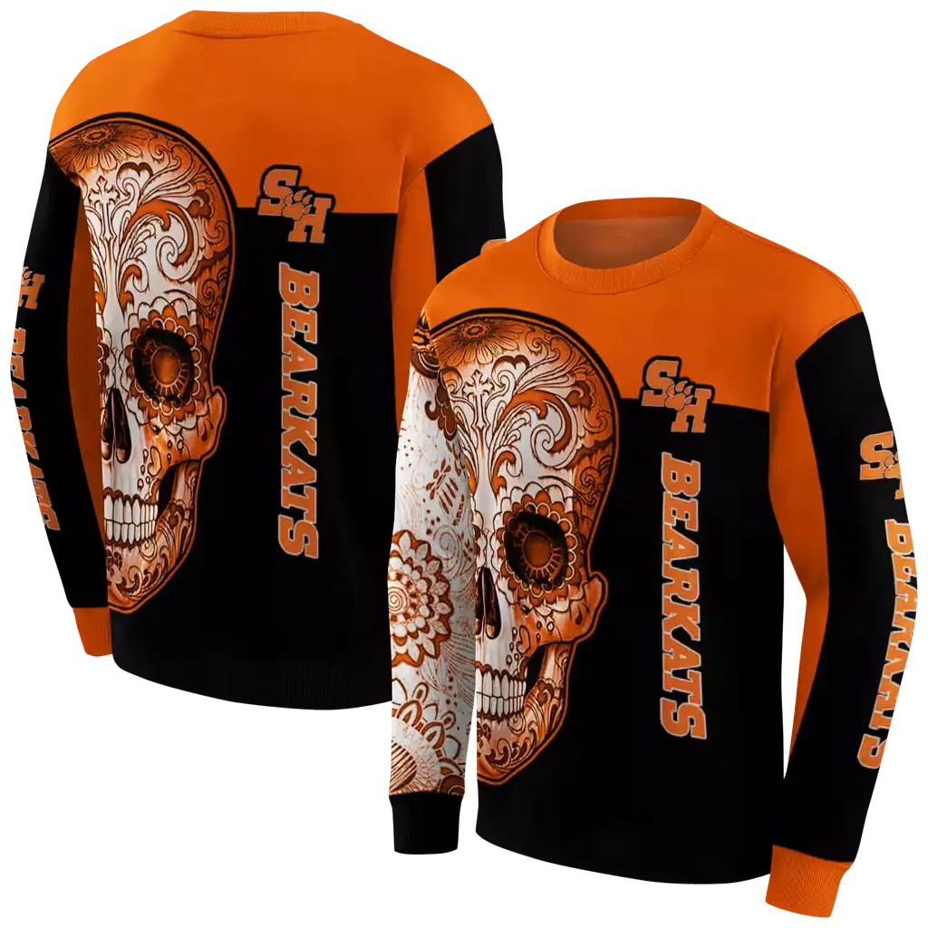 sam houston bearkats sugar skull orange black hoodie premium grade sam houston bearkats sugar skull orange black hoodie premium grade