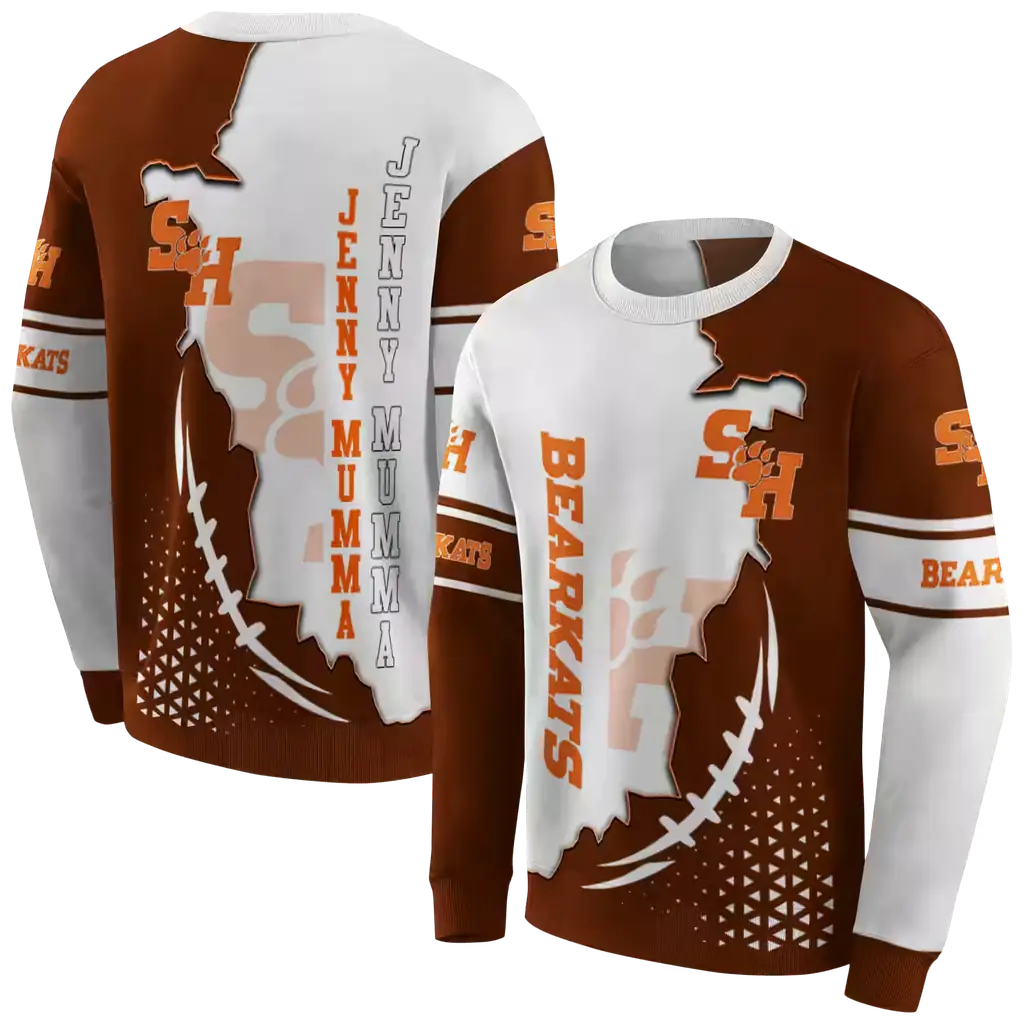 sam houston bearkats triangular pattern orange white hoodie premium grade sam houston bearkats triangular pattern orange white hoodie premium grade