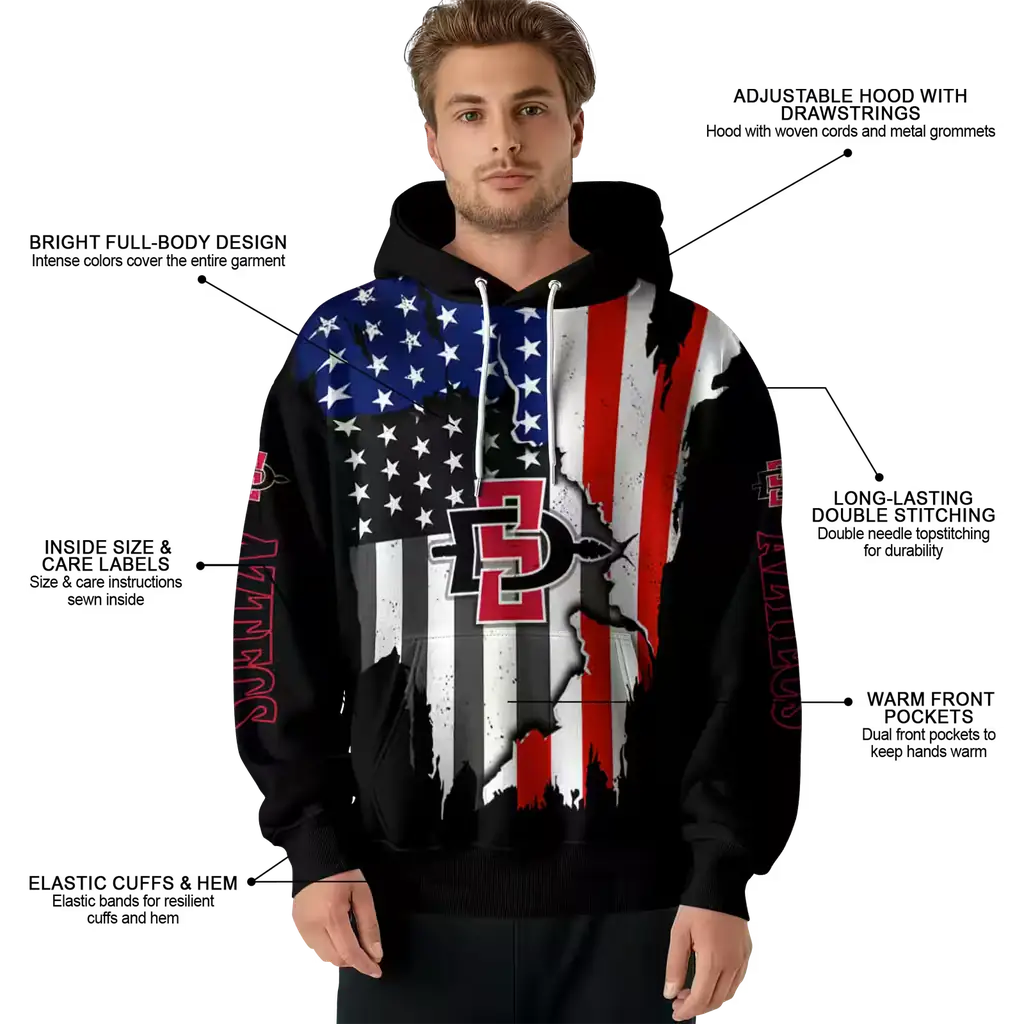 san diego state aztecs american pride black hoodie latest model san diego state aztecs american pride black hoodie latest model