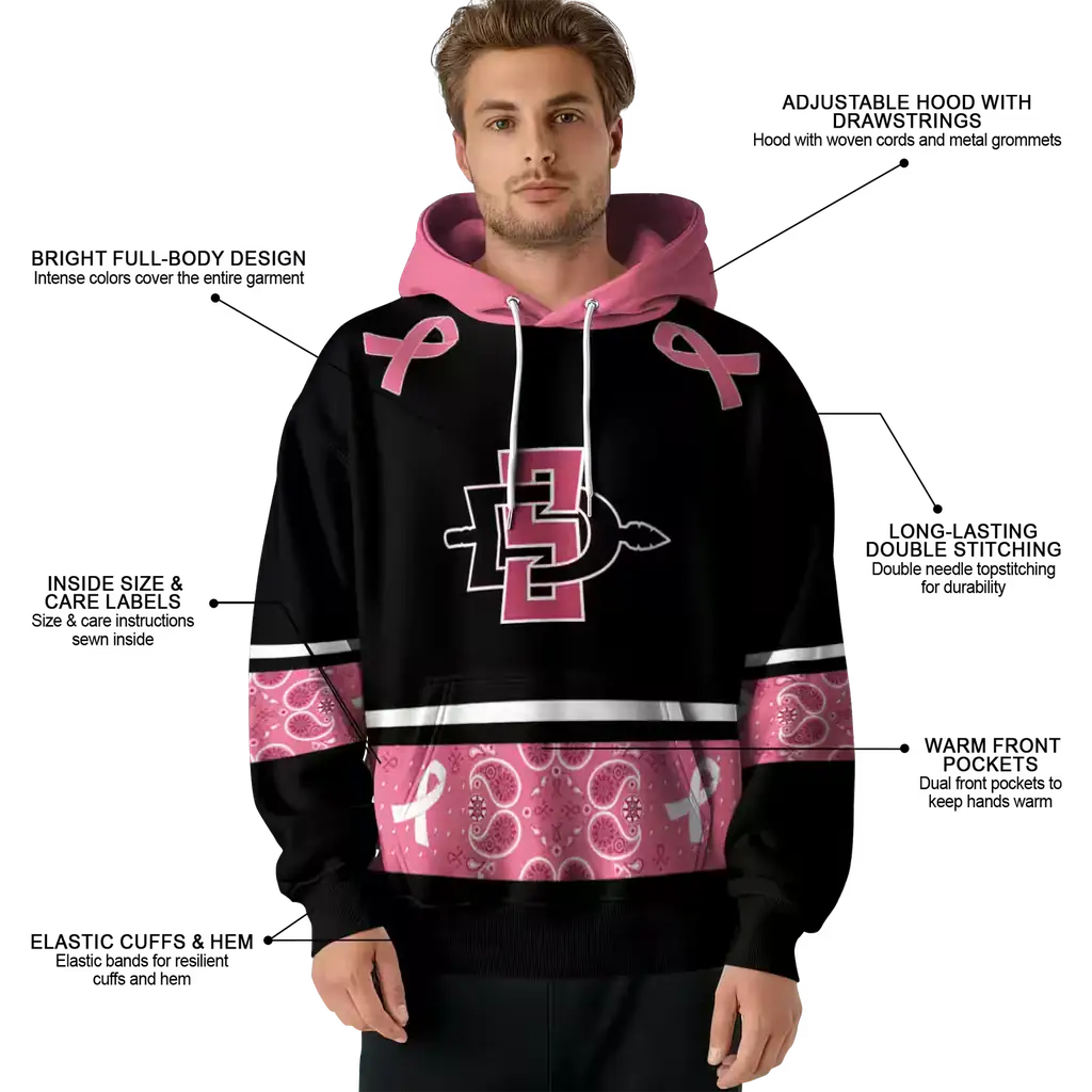 san diego state aztecs awareness ribbon black pink hoodie latest model san diego state aztecs awareness ribbon black pink hoodie latest model