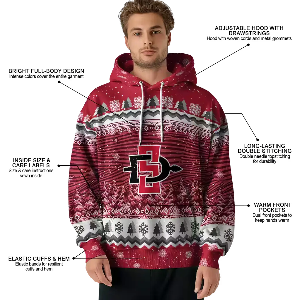 san diego state aztecs christmas trees red hoodie latest model san diego state aztecs christmas trees red hoodie latest model