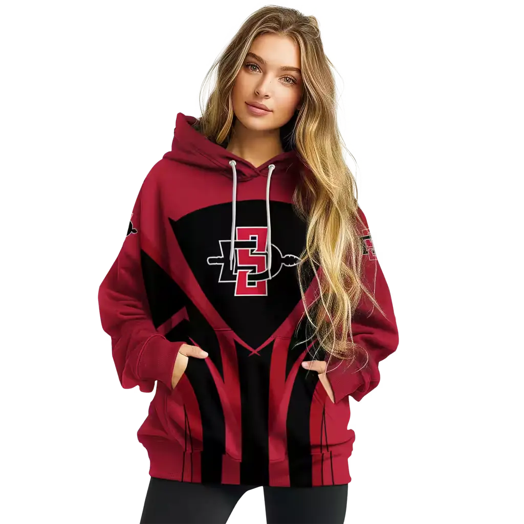 san diego state aztecs concentric lines red black hoodie high quality san diego state aztecs concentric lines red black hoodie high quality