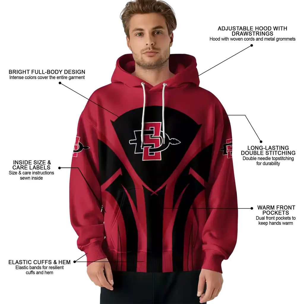 san diego state aztecs concentric lines red black hoodie latest model san diego state aztecs concentric lines red black hoodie latest model