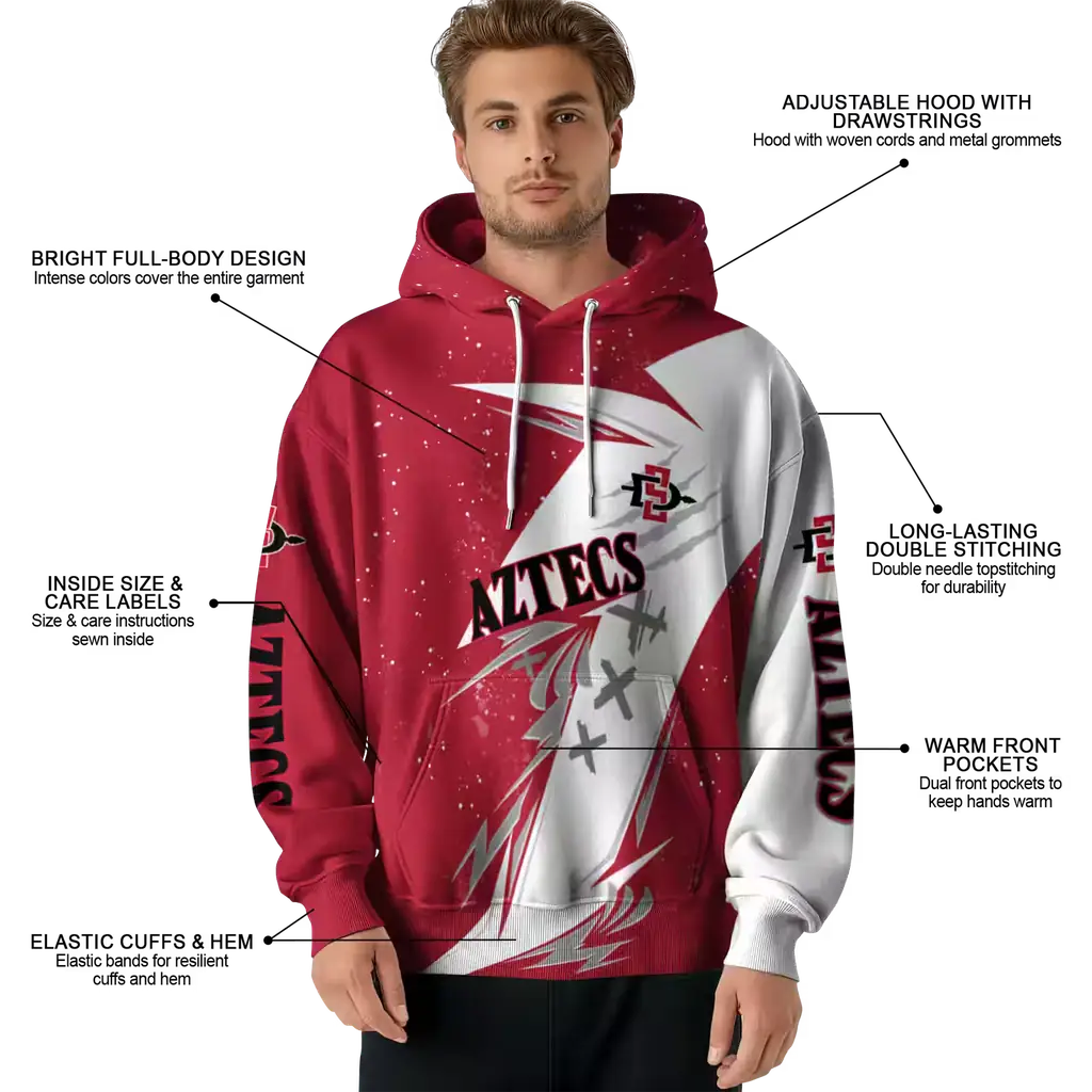 san diego state aztecs dynamic slash red white hoodie latest model san diego state aztecs dynamic slash red white hoodie latest model