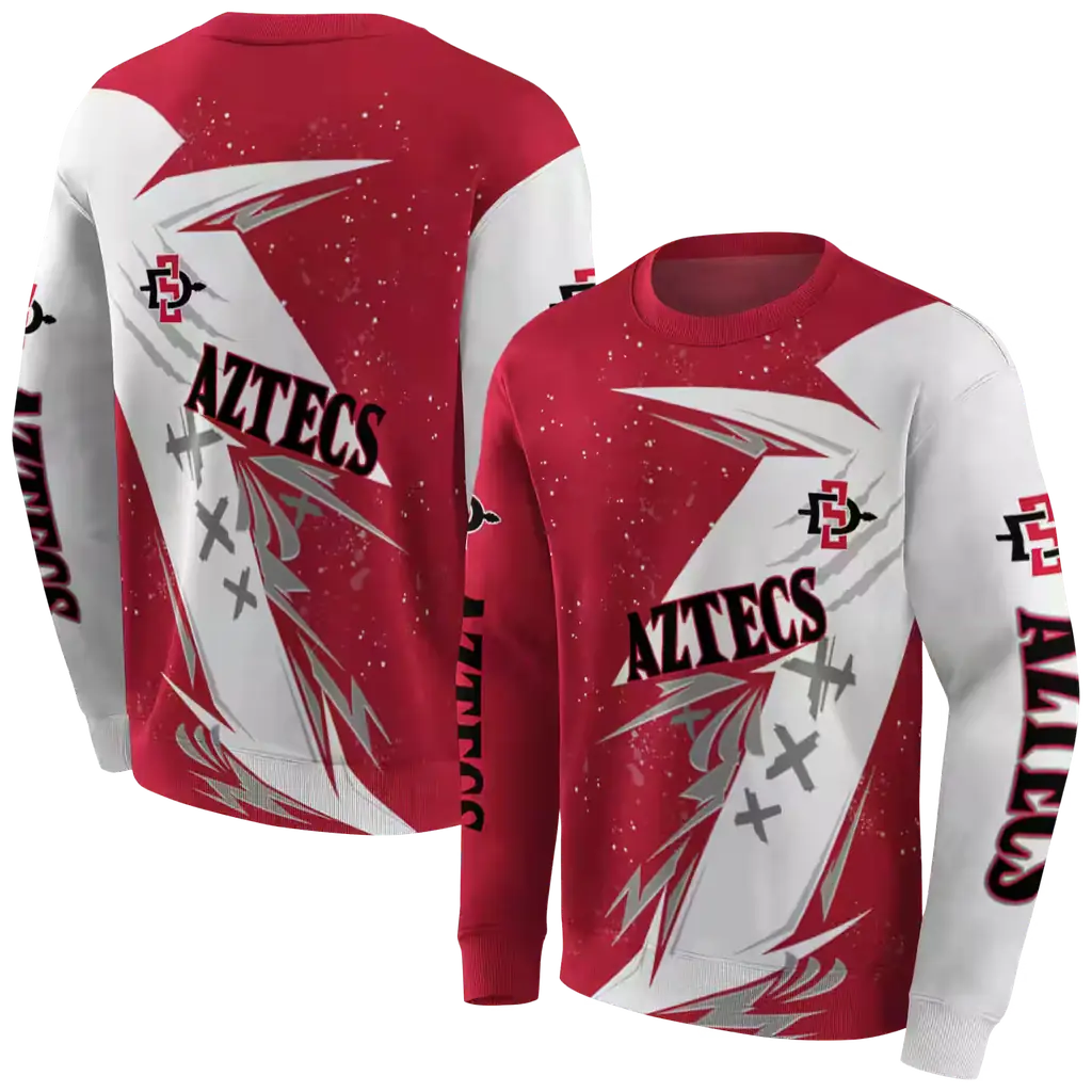 san diego state aztecs dynamic slash red white hoodie premium grade san diego state aztecs dynamic slash red white hoodie premium grade