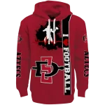 san diego state aztecs football heartbeat red hoodie best selling