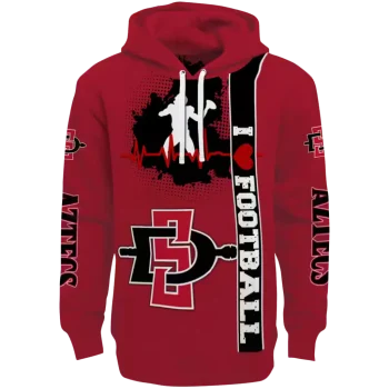 san diego state aztecs football heartbeat red hoodie best selling