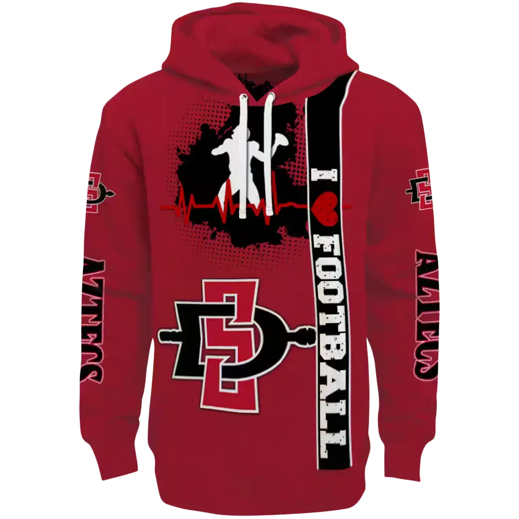 san diego state aztecs football heartbeat red hoodie best selling san diego state aztecs football heartbeat red hoodie best selling