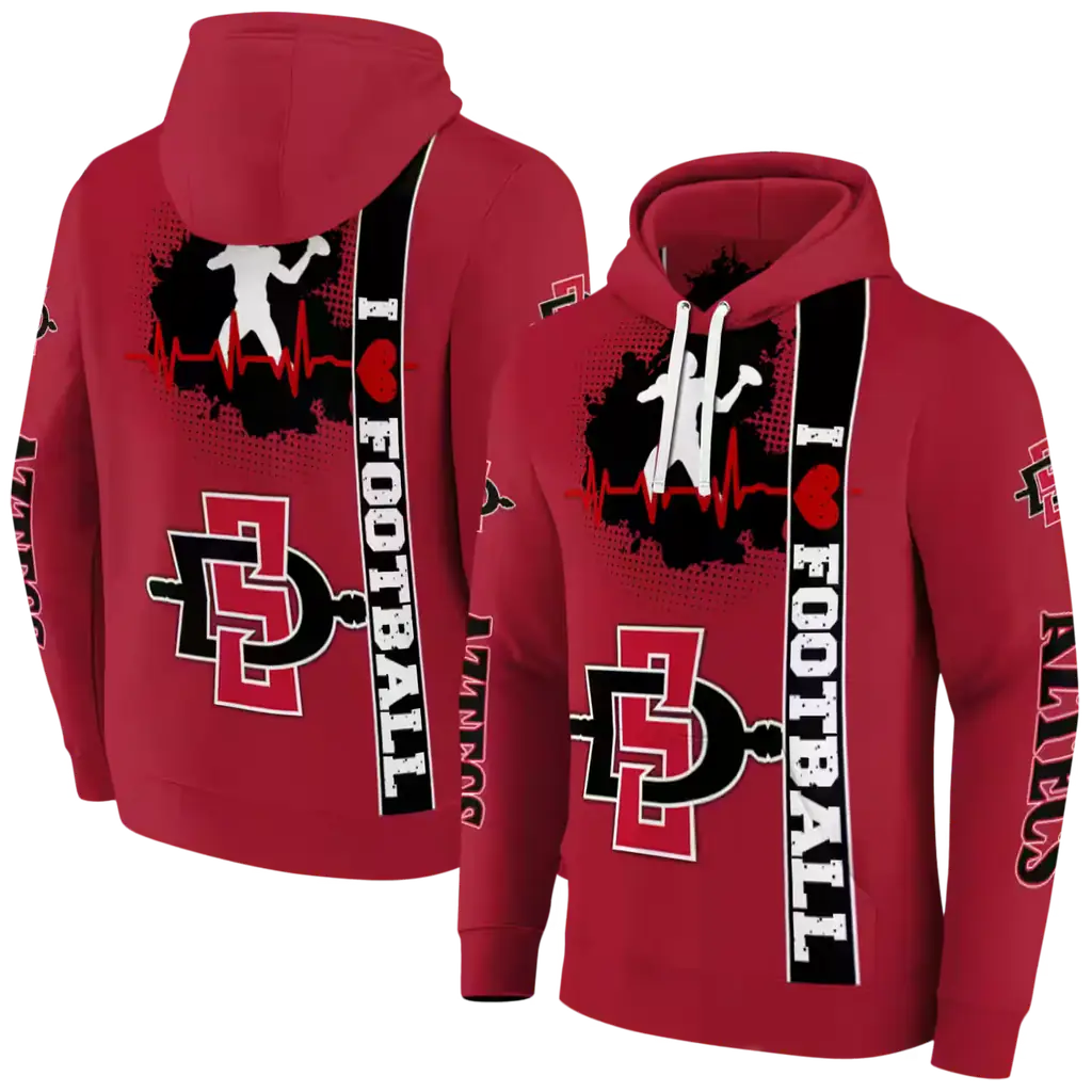san diego state aztecs football heartbeat red hoodie fashion forward san diego state aztecs football heartbeat red hoodie fashion forward