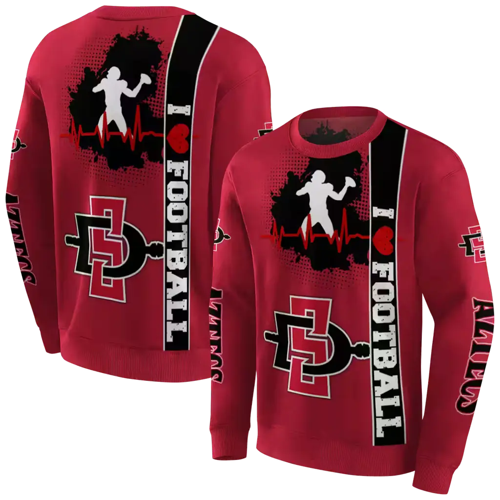 san diego state aztecs football heartbeat red hoodie premium grade san diego state aztecs football heartbeat red hoodie premium grade