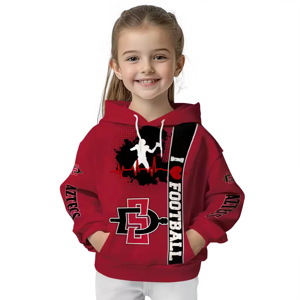 san diego state aztecs football heartbeat red hoodie top rated san diego state aztecs football heartbeat red hoodie top rated