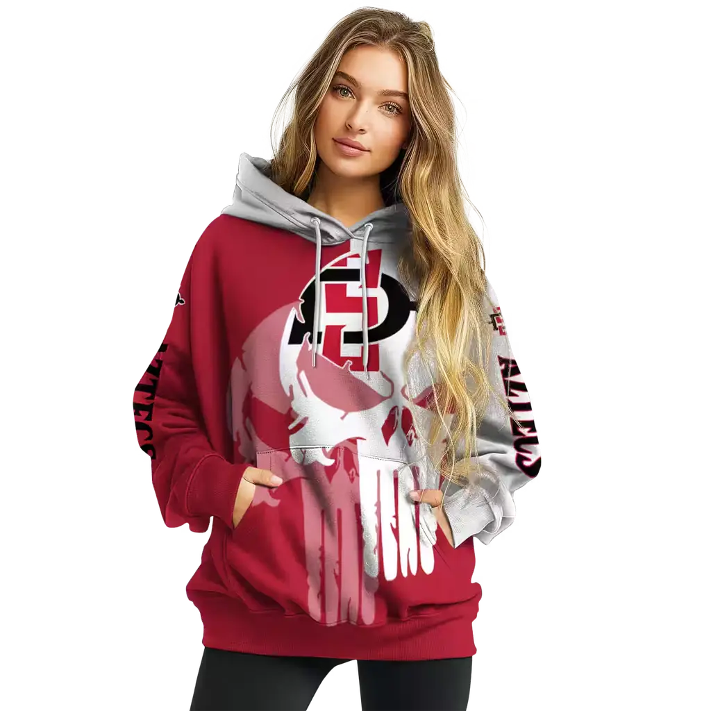 san diego state aztecs graphic punisher red white hoodie high quality san diego state aztecs graphic punisher red white hoodie high quality