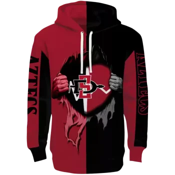 san diego state aztecs heartbeat graphic red hoodie best selling