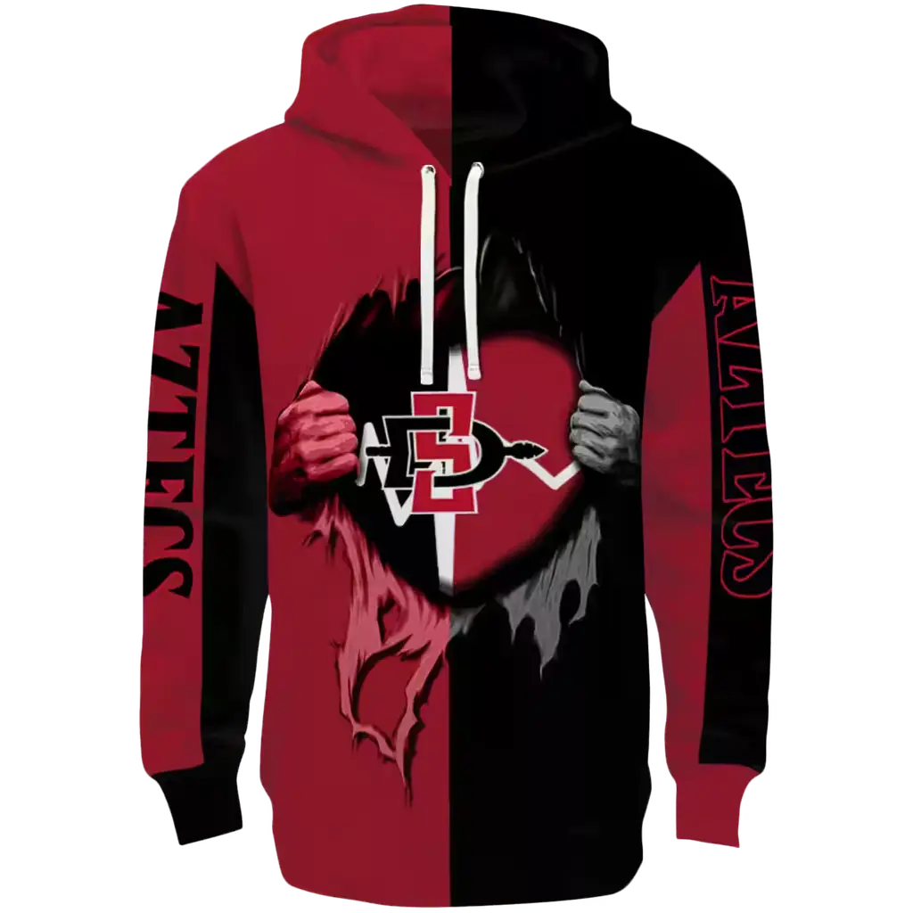 san diego state aztecs heartbeat graphic red hoodie best selling san diego state aztecs heartbeat graphic red hoodie best selling