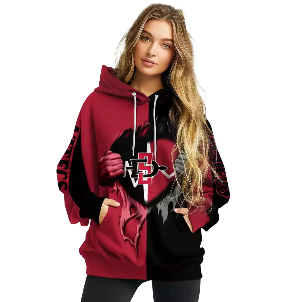 san diego state aztecs heartbeat graphic red hoodie high quality san diego state aztecs heartbeat graphic red hoodie high quality
