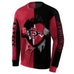 san diego state aztecs heartbeat graphic red hoodie best selling