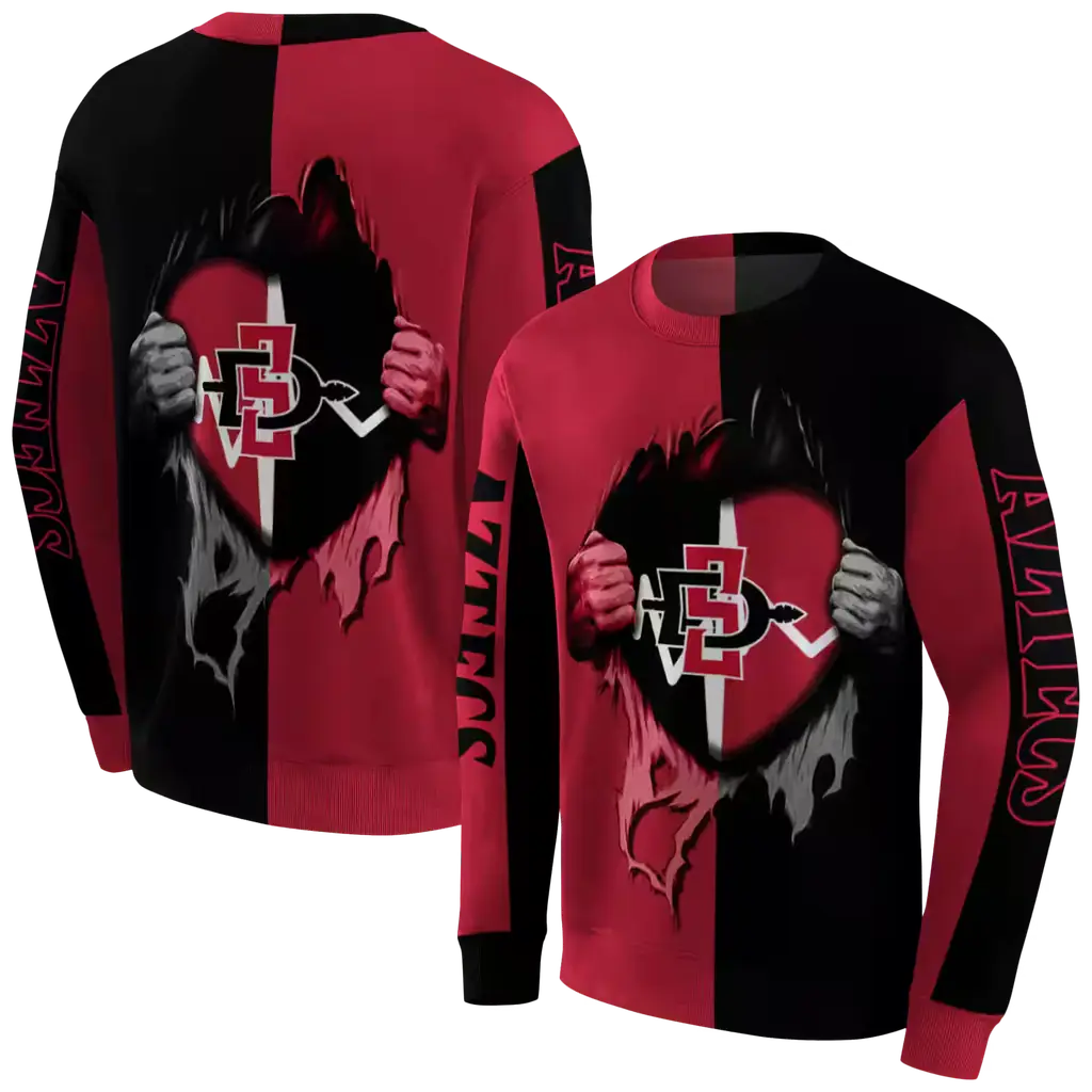 san diego state aztecs heartbeat graphic red hoodie premium grade san diego state aztecs heartbeat graphic red hoodie premium grade