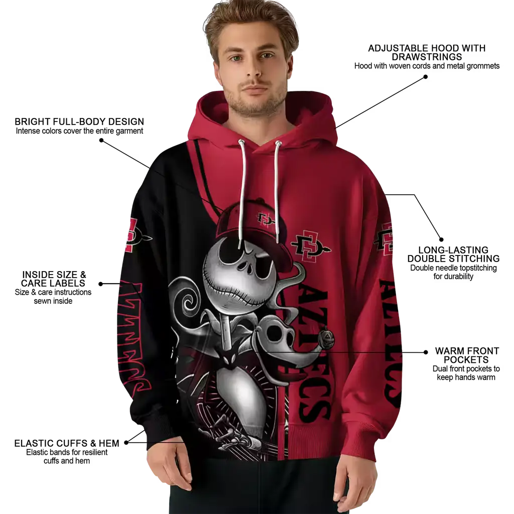 san diego state aztecs jack skellington red hoodie latest model san diego state aztecs jack skellington red hoodie latest model