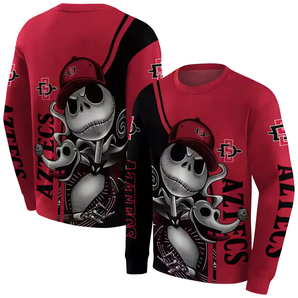 san diego state aztecs jack skellington red hoodie premium grade san diego state aztecs jack skellington red hoodie premium grade