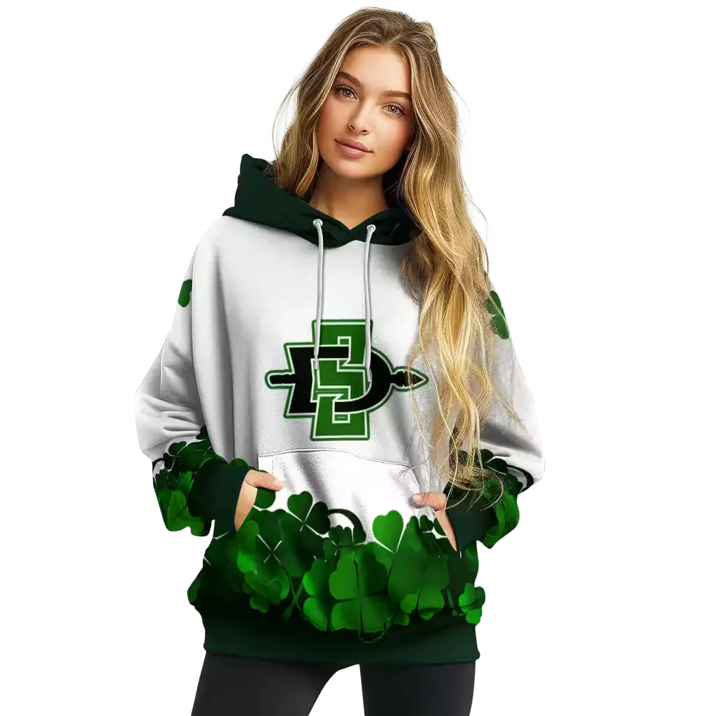 san diego state aztecs lucky motif white green hoodie high quality san diego state aztecs lucky motif white green hoodie high quality