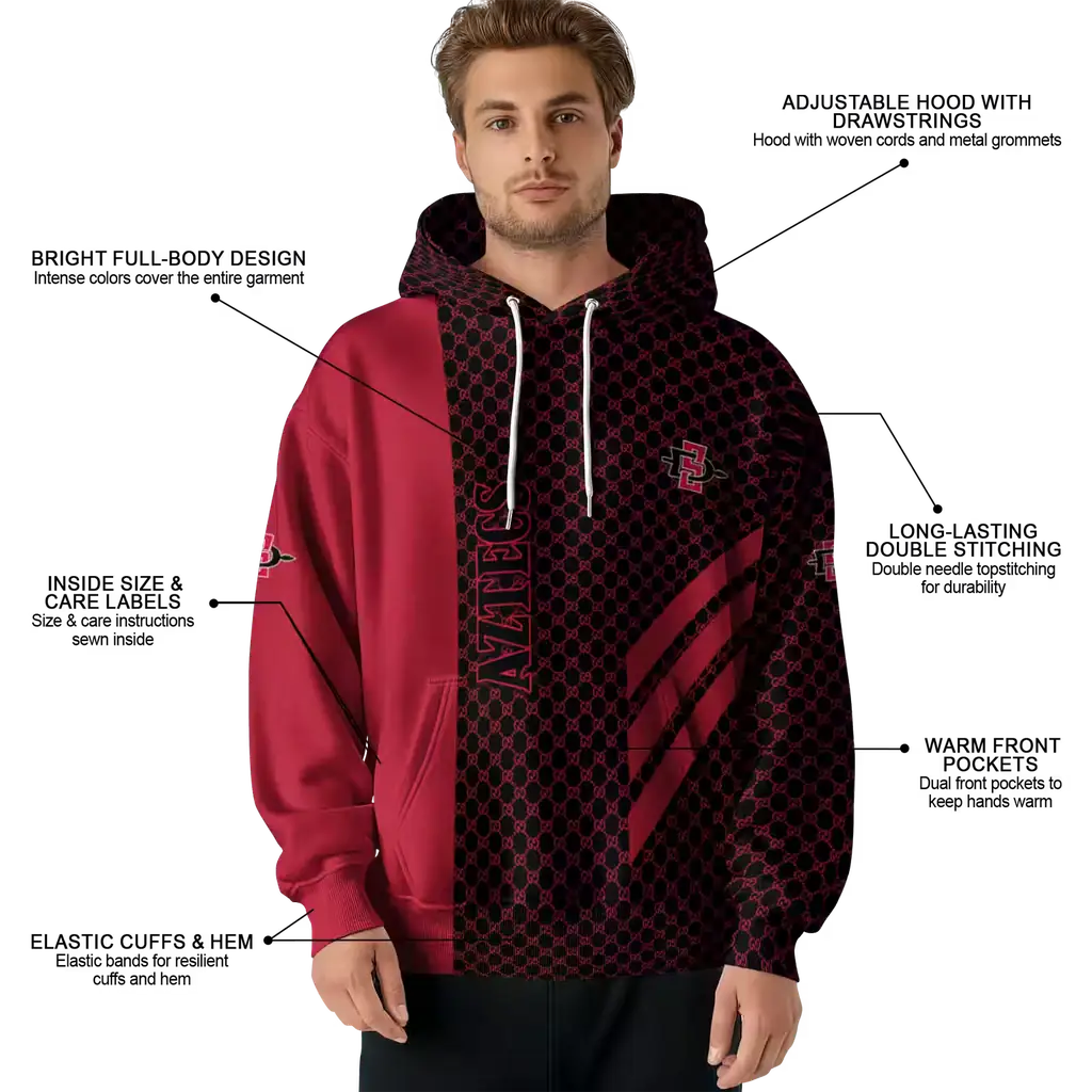 san diego state aztecs monogram pattern red hoodie latest model san diego state aztecs monogram pattern red hoodie latest model