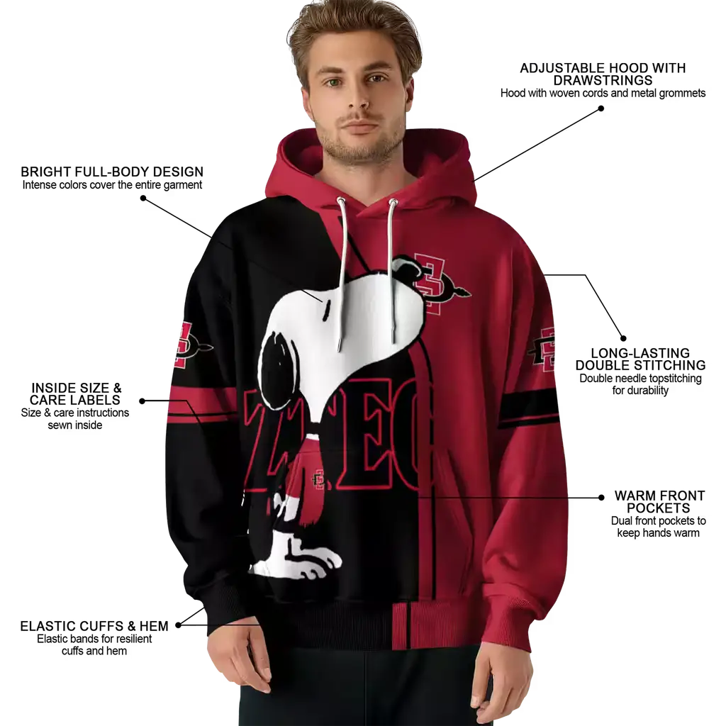 san diego state aztecs playful snoopy red hoodie latest model san diego state aztecs playful snoopy red hoodie latest model
