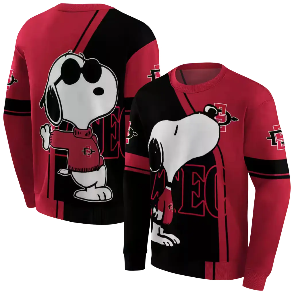 san diego state aztecs playful snoopy red hoodie premium grade san diego state aztecs playful snoopy red hoodie premium grade
