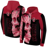 san diego state aztecs skull motif red black hoodie best selling
