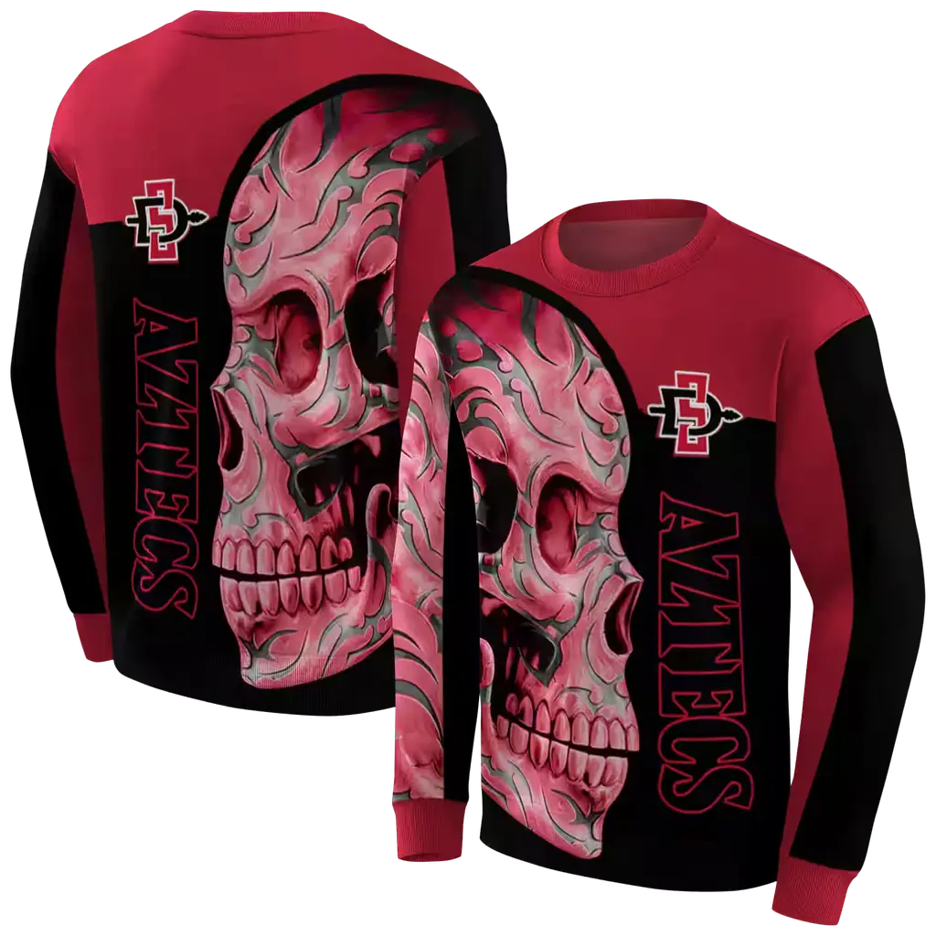 san diego state aztecs skull motif red black hoodie premium grade san diego state aztecs skull motif red black hoodie premium grade
