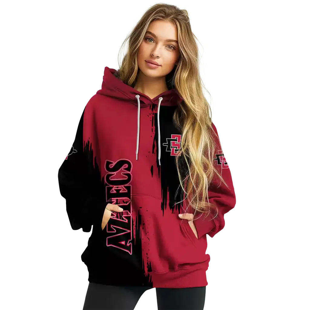 san diego state aztecs splatter effect red hoodie high quality san diego state aztecs splatter effect red hoodie high quality