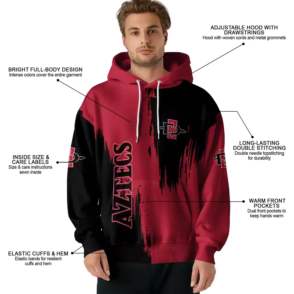 san diego state aztecs splatter effect red hoodie latest model san diego state aztecs splatter effect red hoodie latest model