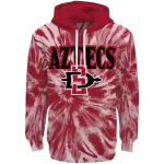 san diego state aztecs tie dye pattern red hoodie best selling