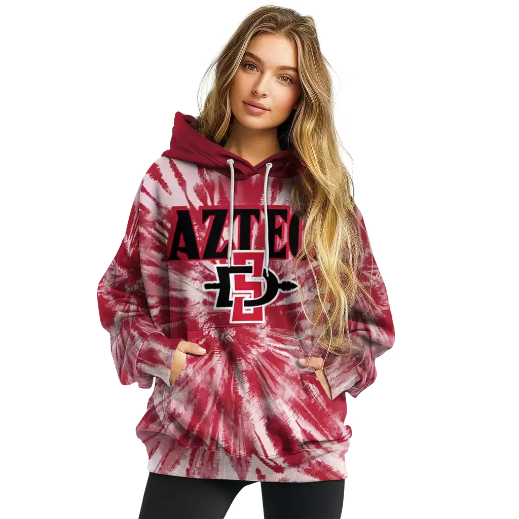 san diego state aztecs tie dye pattern red hoodie high quality san diego state aztecs tie dye pattern red hoodie high quality