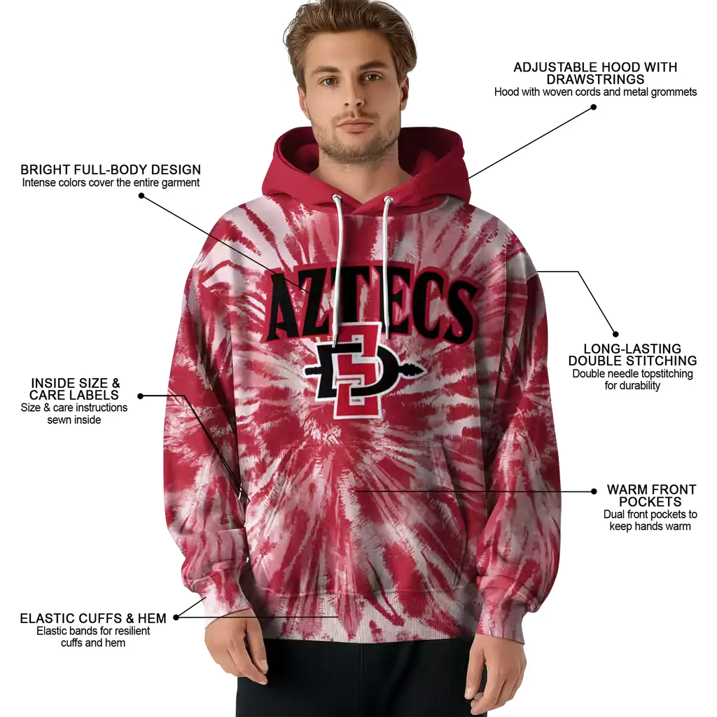san diego state aztecs tie dye pattern red hoodie latest model san diego state aztecs tie dye pattern red hoodie latest model