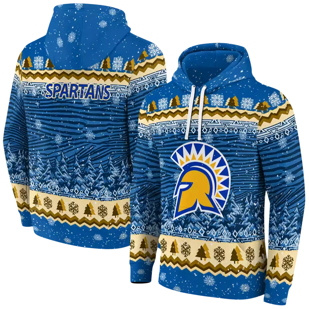 san jose state spartans christmas trees blue hoodie fashion forward san jose state spartans christmas trees blue hoodie fashion forward