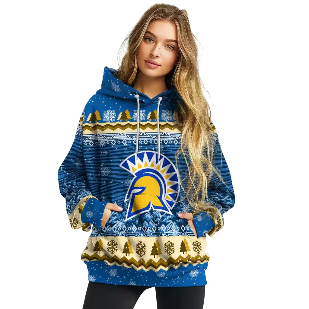 san jose state spartans christmas trees blue hoodie high quality san jose state spartans christmas trees blue hoodie high quality