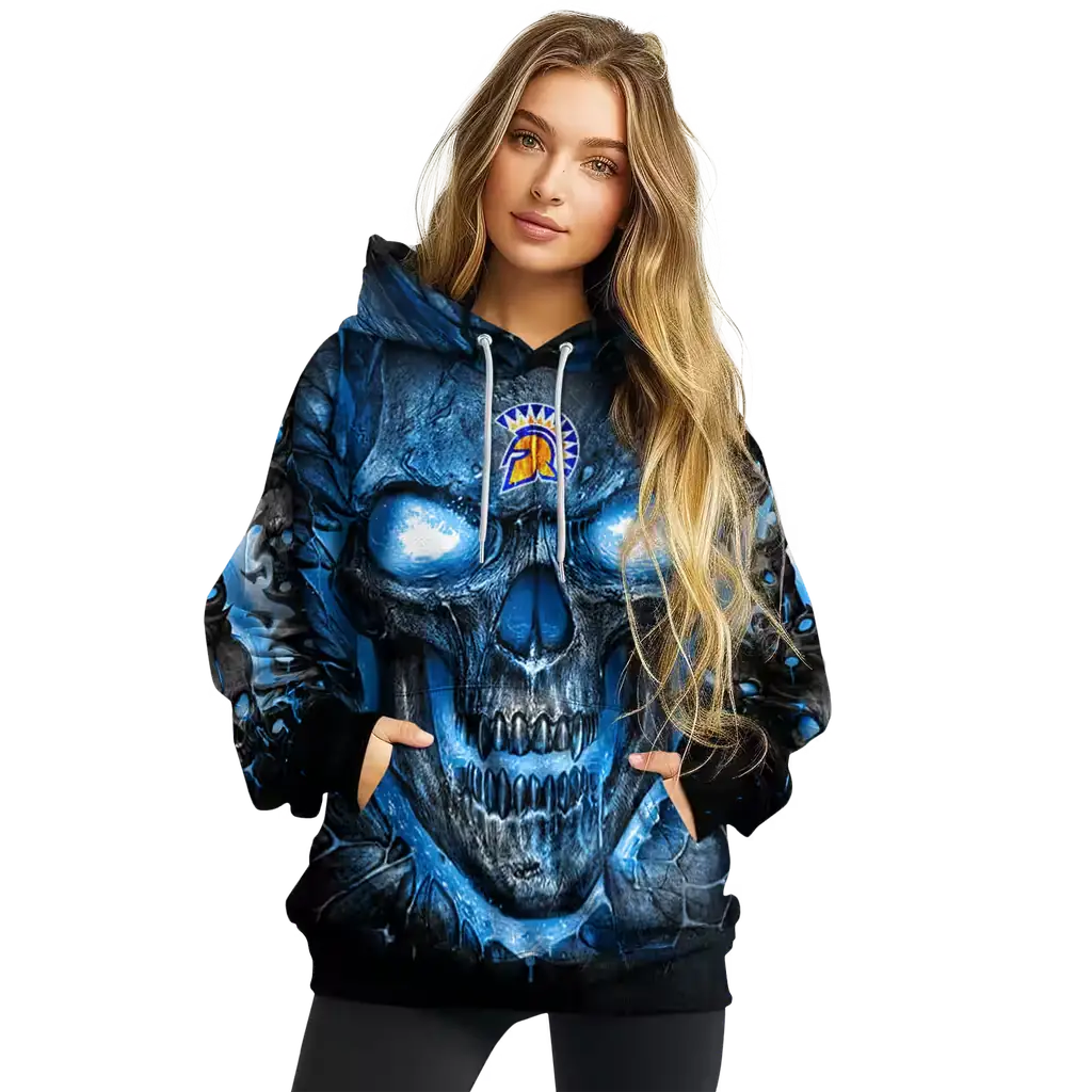 san jose state spartans demonic skull blue black hoodie high quality san jose state spartans demonic skull blue black hoodie high quality