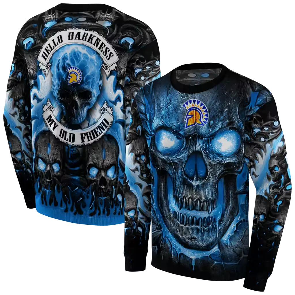 san jose state spartans demonic skull blue black hoodie premium grade san jose state spartans demonic skull blue black hoodie premium grade