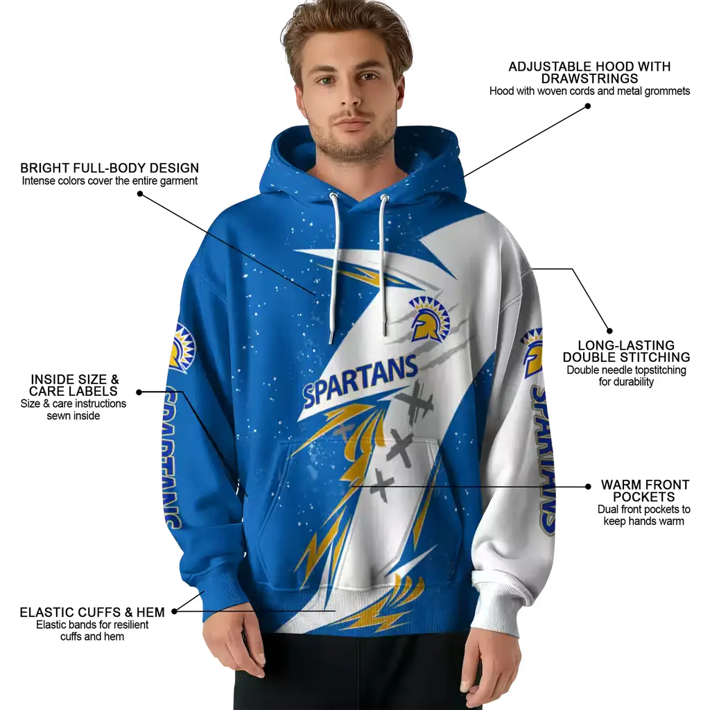 san jose state spartans dynamic slash blue white hoodie latest model san jose state spartans dynamic slash blue white hoodie latest model