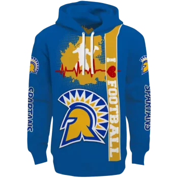 san jose state spartans football heartbeat blue hoodie best selling
